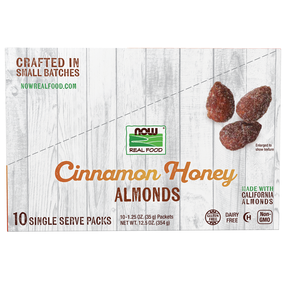 NOW Foods, Cinnamon Honey Coated Almonds, Small Batch, 10 Single Packets