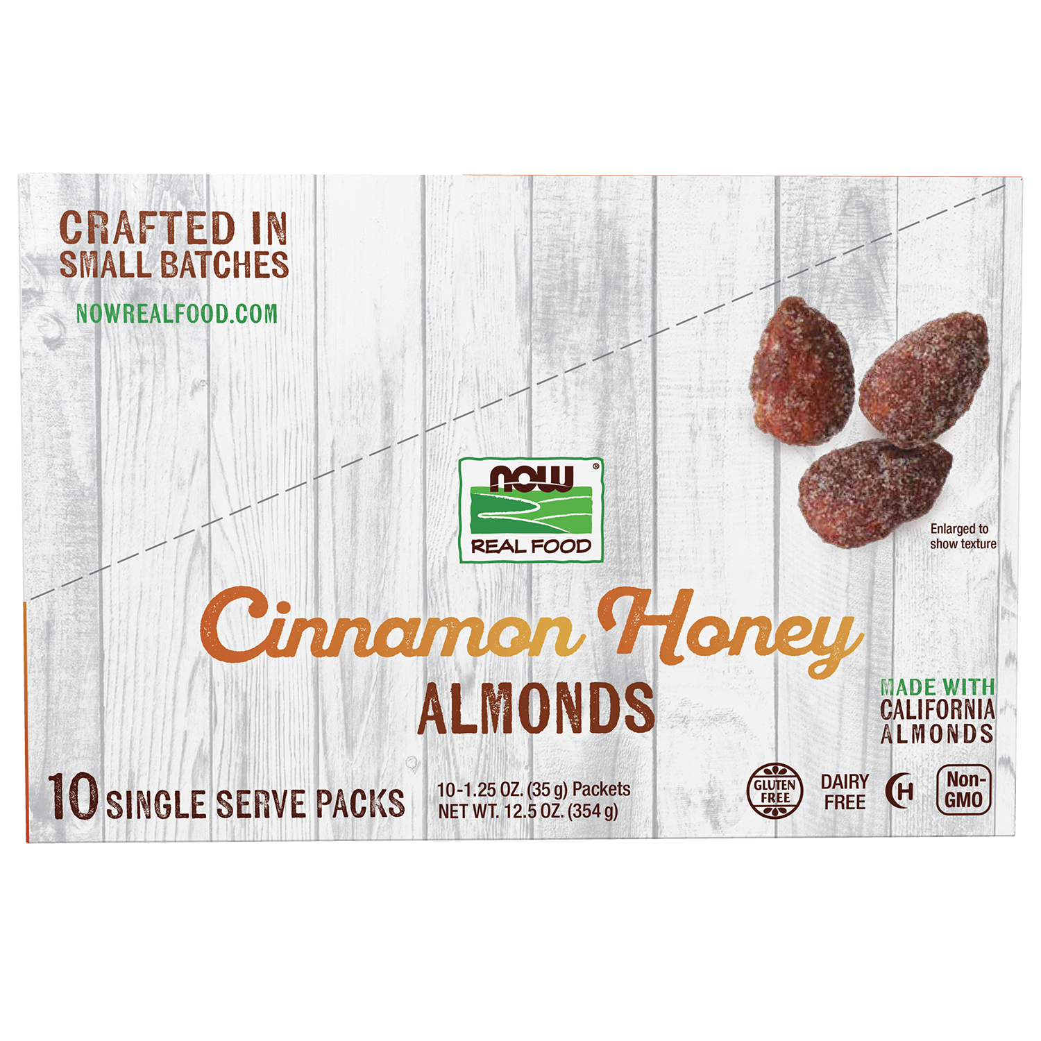 NOW Foods, Cinnamon Honey Coated Almonds, Small Batch, 10 Single Packets