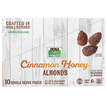 NOW Foods, Cinnamon Honey Coated Almonds, Small Batch, 10 Single Packets