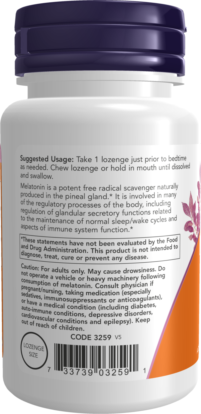 NOW Supplements, Melatonin 3mg, Healthy Sleep Cycle*, 180 Chewable Lozenges