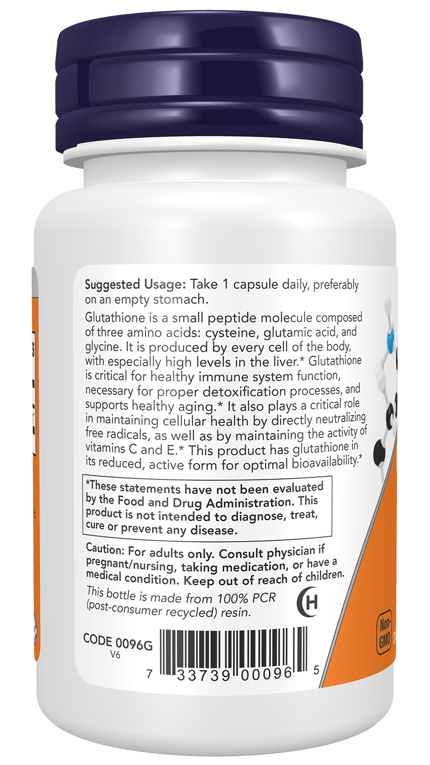 NOW Supplements, Glutathione 250 mg, Detoxification Support*, 60 Veg Caps