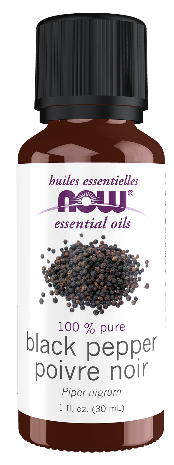 NOW Essential Oils, Black Pepper Oil, Undiluted, Steam Distilled, 1 fl. oz