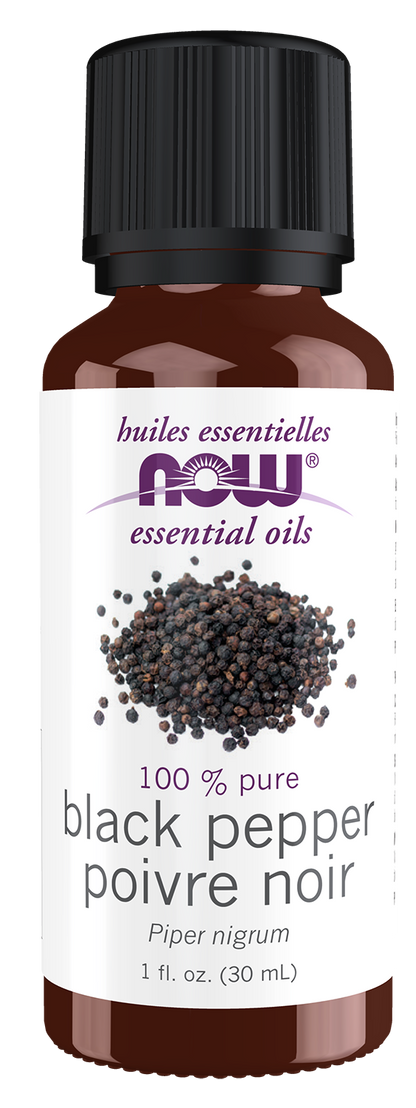 NOW Essential Oils, Black Pepper Oil, Undiluted, Steam Distilled, 1 fl. oz
