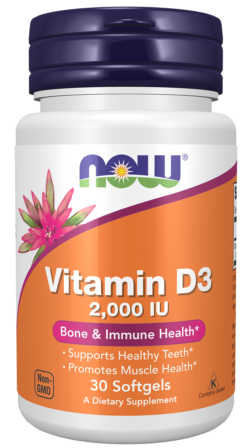 NOW Supplements, Vitamin D-3 2,000 IU, Structural Support*, 30 Softgels