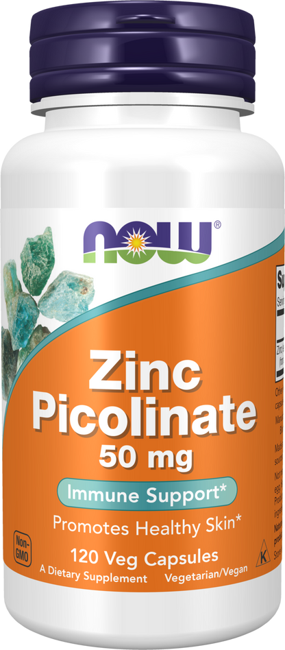 NOW Supplements, Zinc Picolinate 50 mg, Immune Support*, 120 Veg Caps