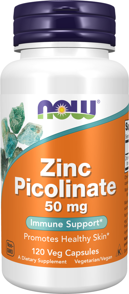 NOW Supplements, Zinc Picolinate 50 mg, Immune Support*, 120 Veg Caps