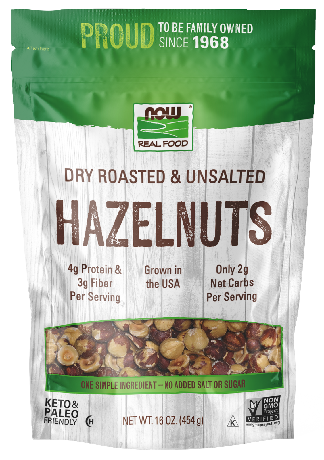 NOW Foods, Hazelnuts, Dry Roasted & Unsalted, 16 oz