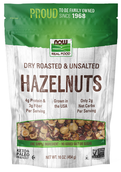 NOW Foods, Hazelnuts, Dry Roasted & Unsalted, 16 oz
