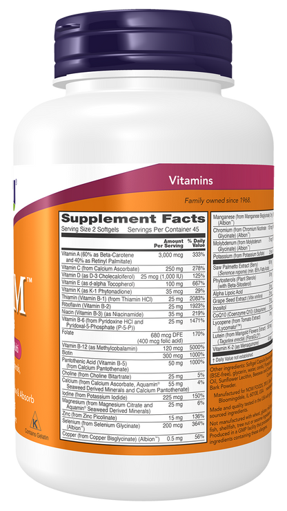 NOW Supplements, ADAM™ Men's Multivitamin, 90 Softgels