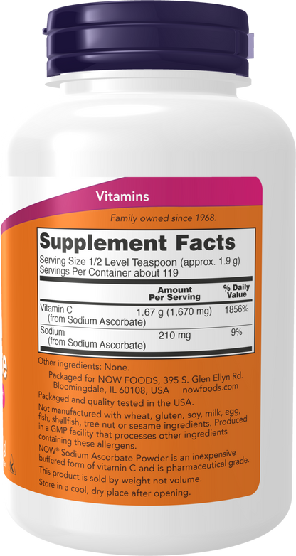 NOW Supplements, Sodium Ascorbate Powder, Antioxidant Protection*, 8-oz