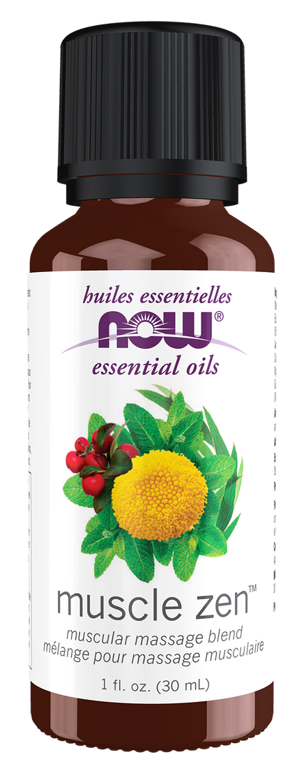 NOW Essential Oils, Muscle Zen™ Oil Blend, Muscular Massage Blend, 1 fl. oz