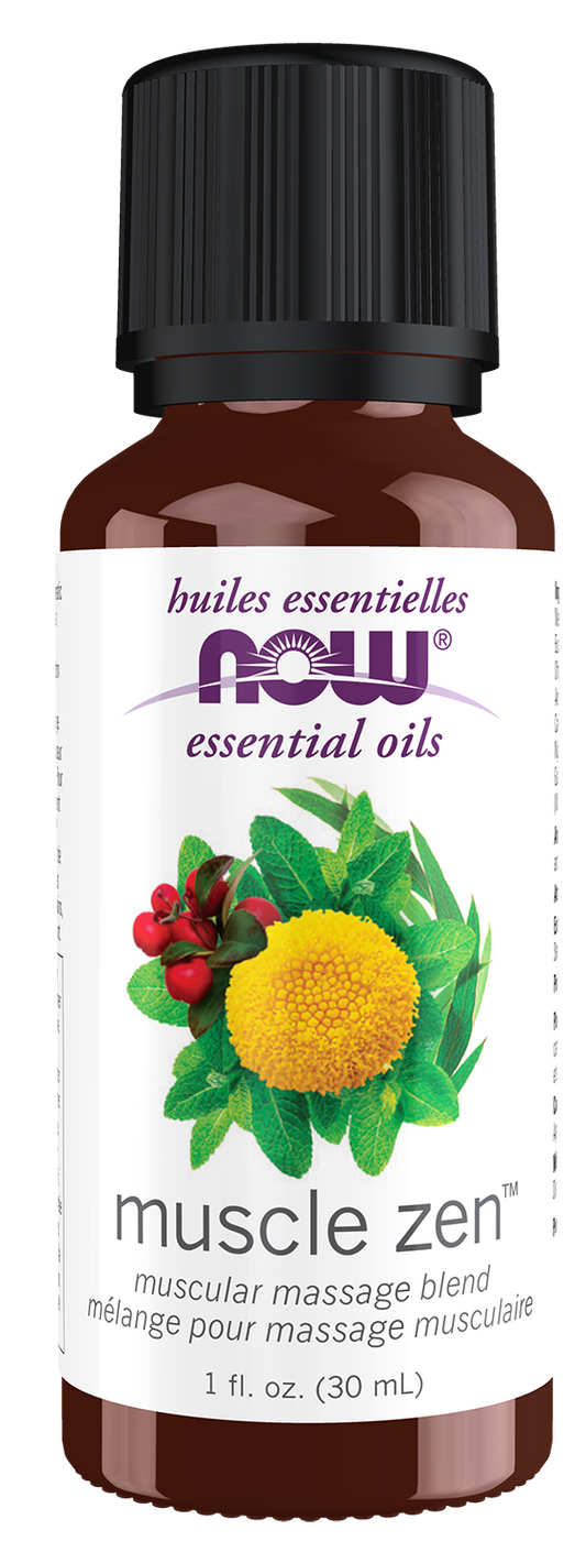 NOW Essential Oils, Muscle Zen™ Oil Blend, Muscular Massage Blend, 1 fl. oz