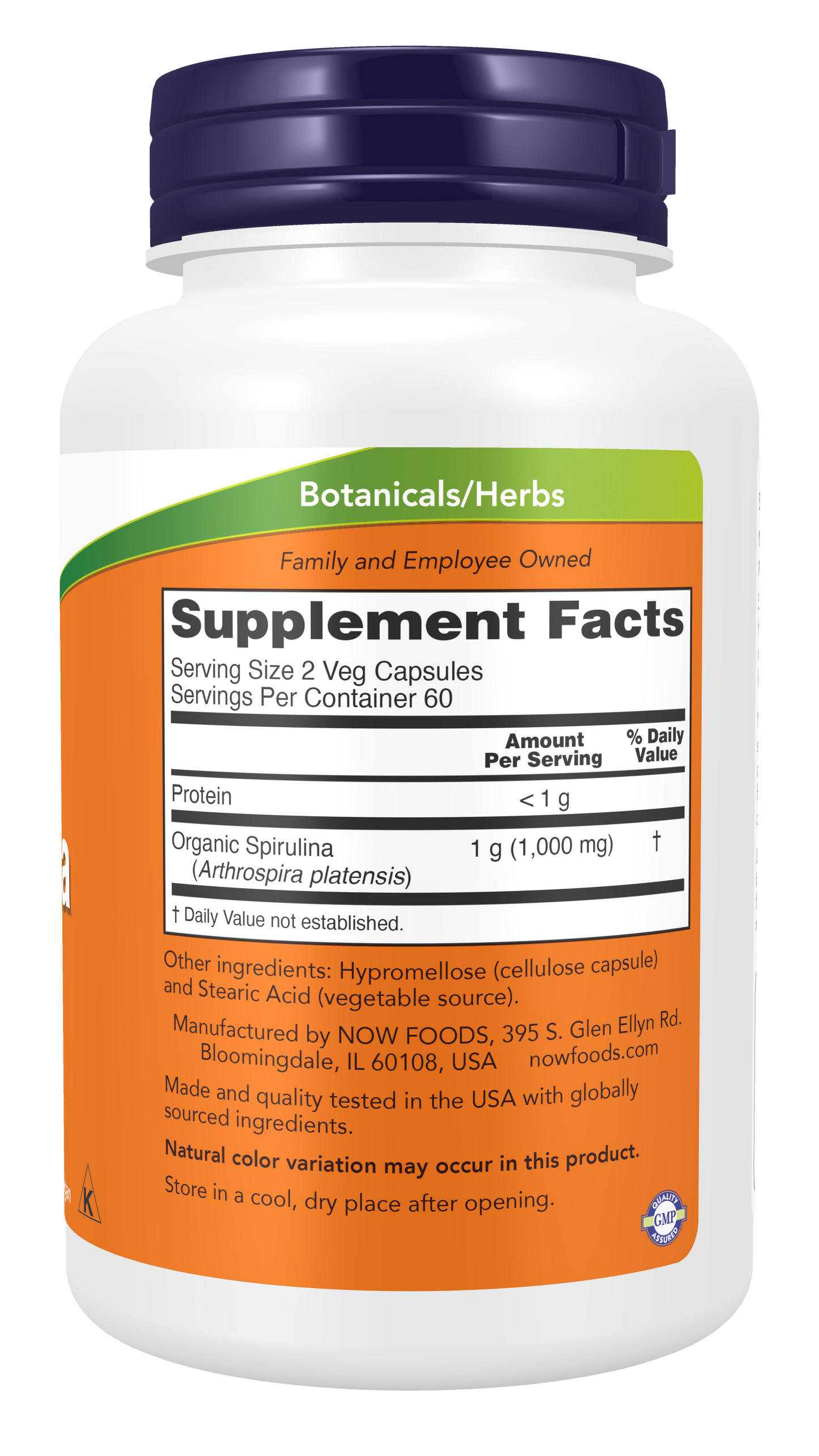 NOW Supplements, Spirulina 500 mg Super Green, 120 Veg Caps