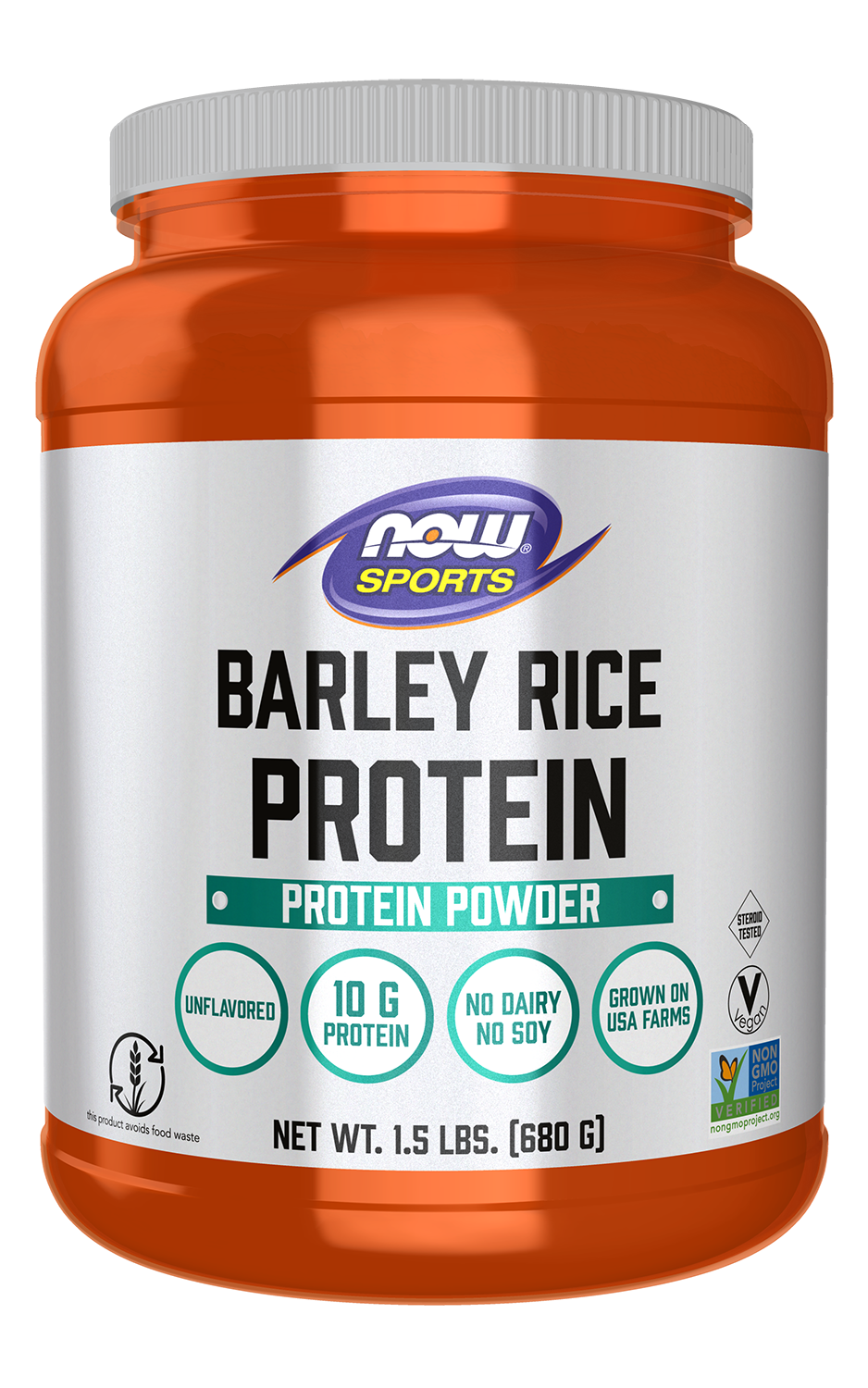 NOW Sports, Barley Rice Protein 10 g, Unflavored Powder, 1.5 lbs.