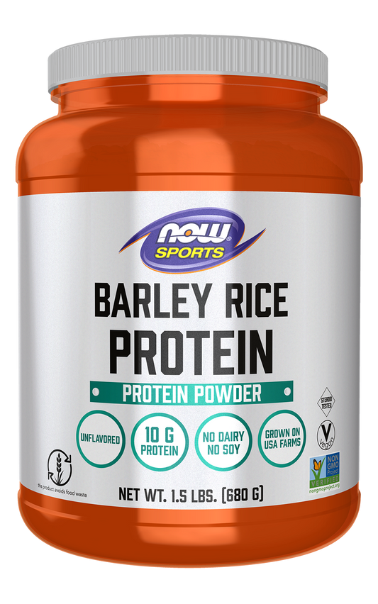 NOW Sports, Barley Rice Protein 10 g, Unflavored Powder, 1.5 lbs.