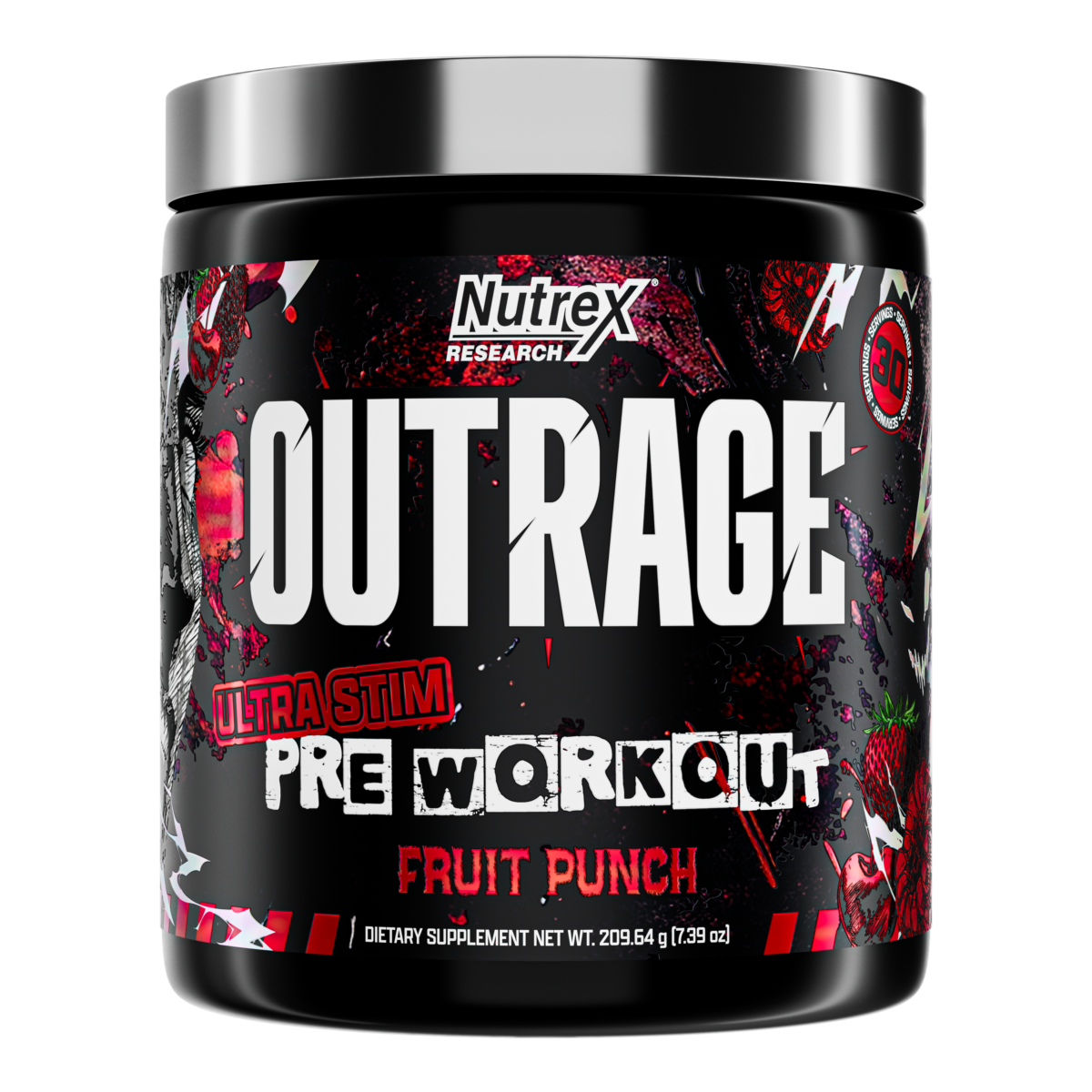 Nutrex Research OUTRAGE HIGH-STIM PRE-WORKOUT - FRUIT PUNCH 30 Servings