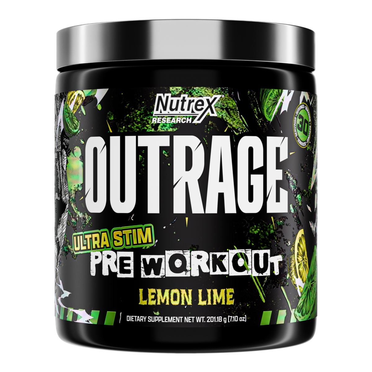 Nutrex Research OUTRAGE HIGH-STIM PRE-WORKOUT - LEMON LIME 30 Servings