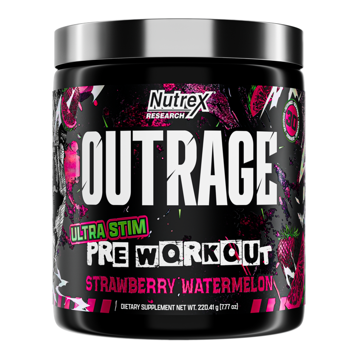 Nutrex Research OUTRAGE HIGH-STIM PRE-WORKOUT - STRAWBERRY WATERMELON 30 Servings