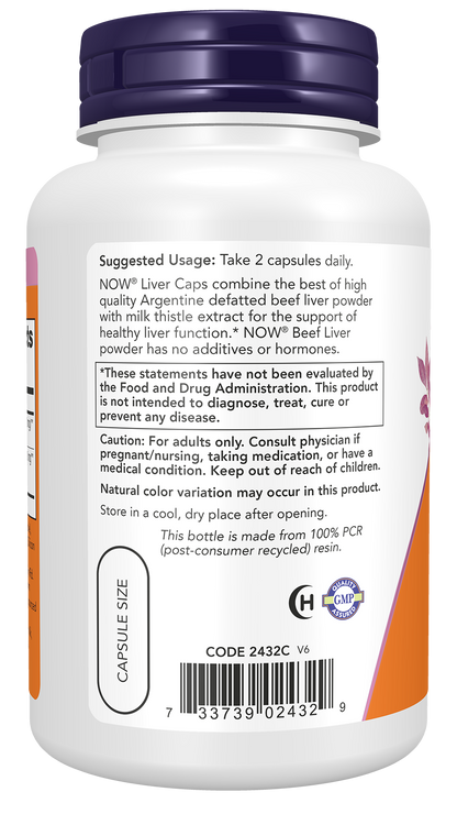 NOW Supplements, Liver Caps with Milk Thistle and Eleuthero, Supports Liver Health*, 100 Capsules