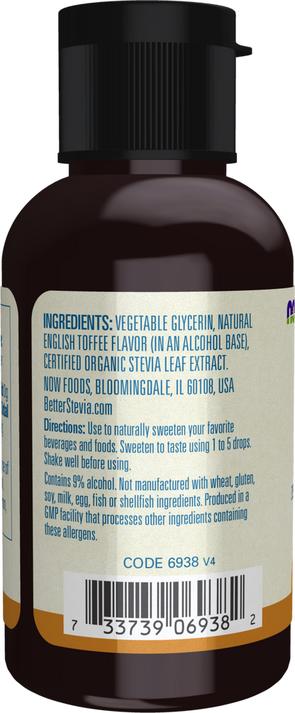 NOW BetterStevia® English Toffee Zero-Calorie Liquid Sweetener, 2 fl. oz.