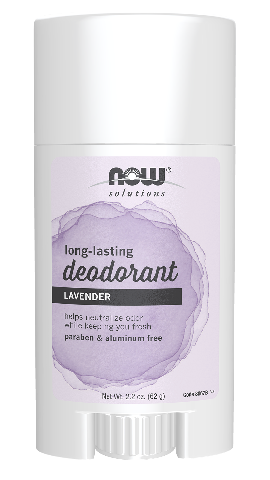 NOW Solutions, Deodorant Stick, Long Lasting, Refreshing Lavender, 2.2 oz
