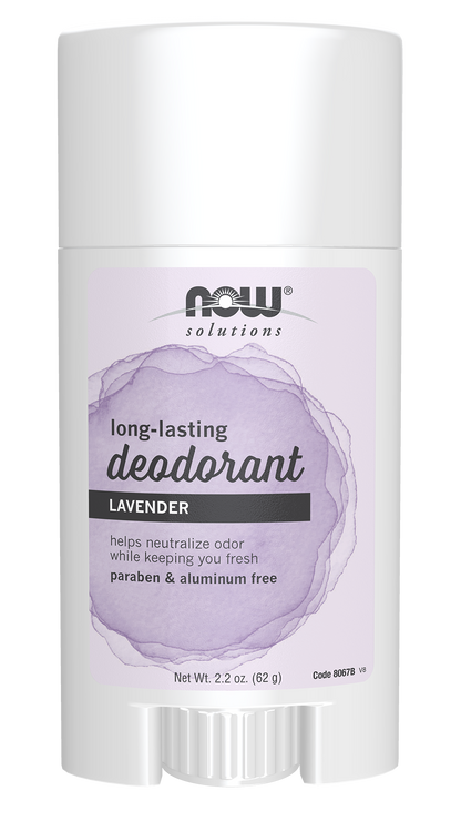 NOW Solutions, Deodorant Stick, Long Lasting, Refreshing Lavender, 2.2 oz
