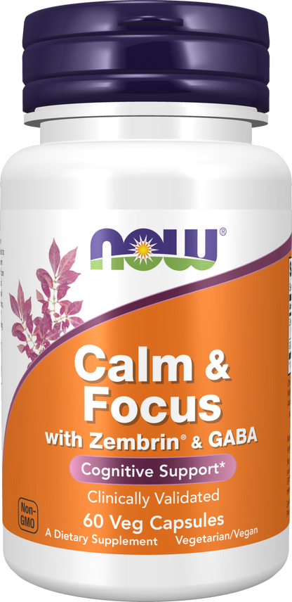 Calm & Focus with Zembrin® & GABA, Cognitive Support*, Clinically Validated, 60 Veg Capsules