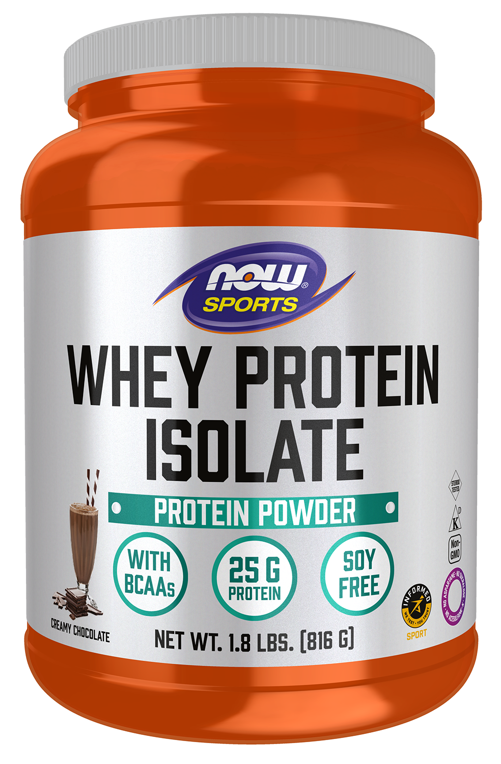 NOW Sports, Whey Protein Isolate 25 g,  Chocolate Flavor, 1.8 lbs