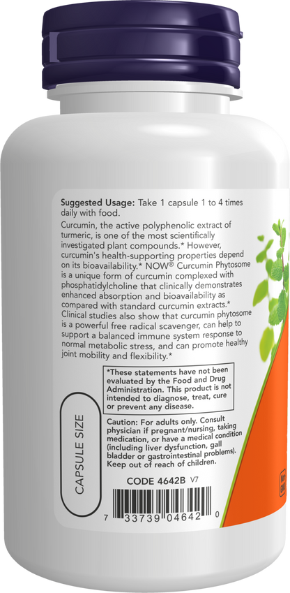 NOW Supplements, Curcumin Phytosome, Bio-Enhanced Turmeric Ext, 60 Veg Caps