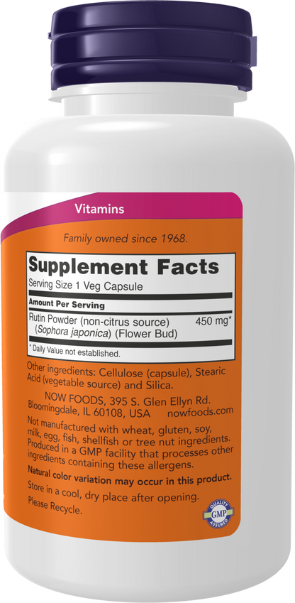 NOW Supplements, Rutin 450 mg, Free Radical Scavenger*, 100 Veg Caps