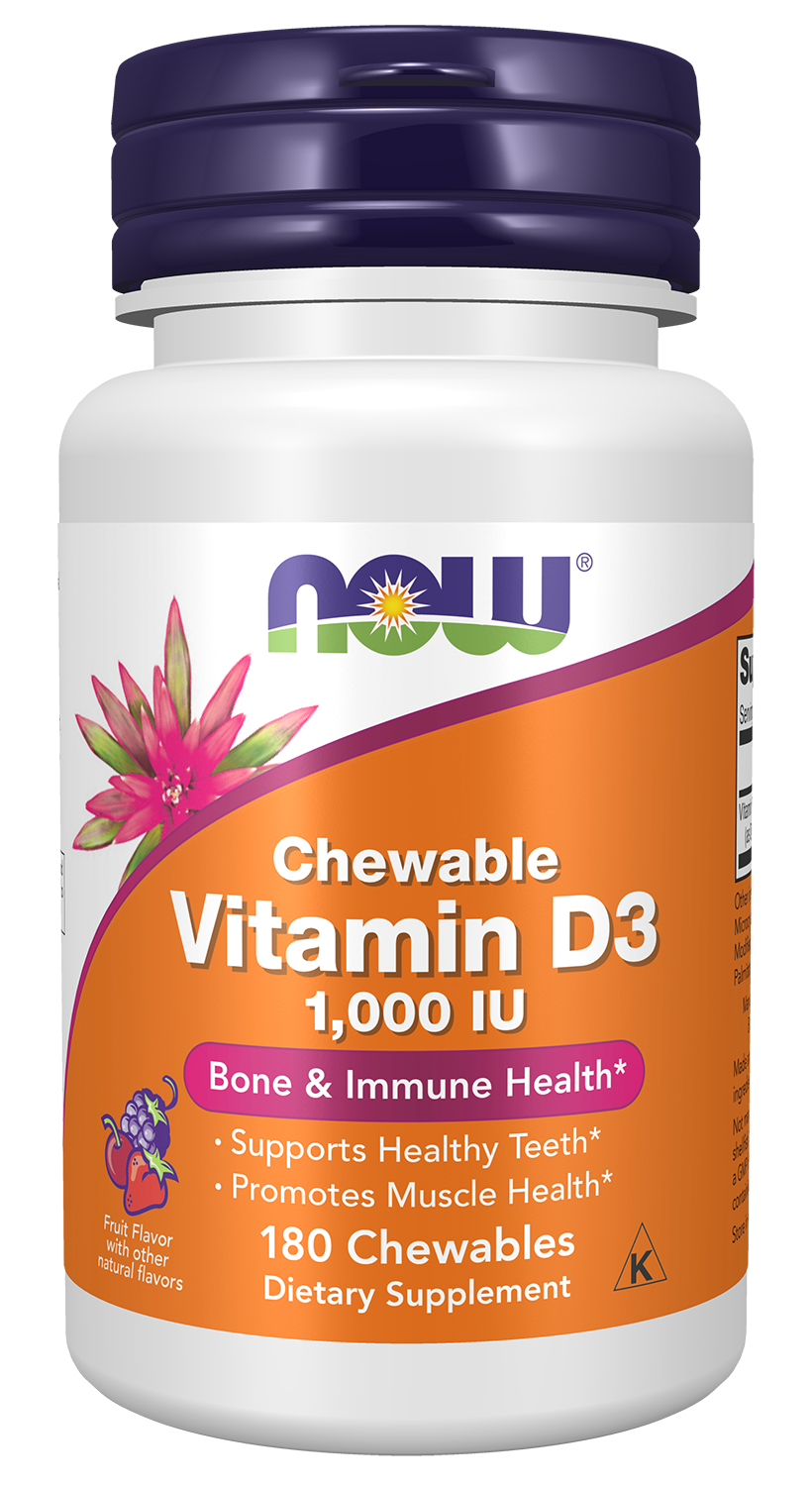 NOW Supplements, Vitamin D-3 1,000 IU, Structural Support*, 180 Chewables