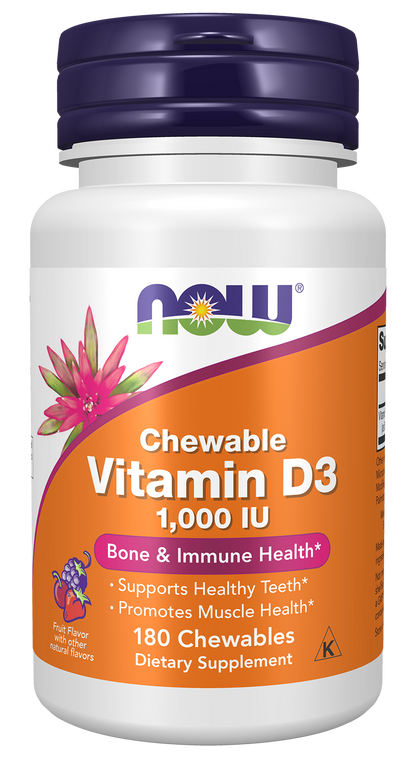 NOW Supplements, Vitamin D-3 1,000 IU, Structural Support*, 180 Chewables