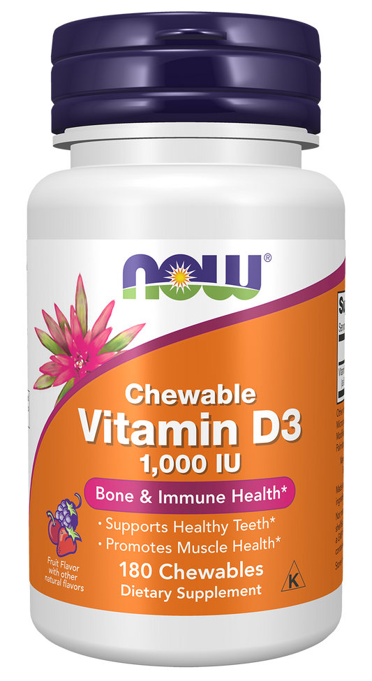 NOW Supplements, Vitamin D-3 1,000 IU, Structural Support*, 180 Chewables