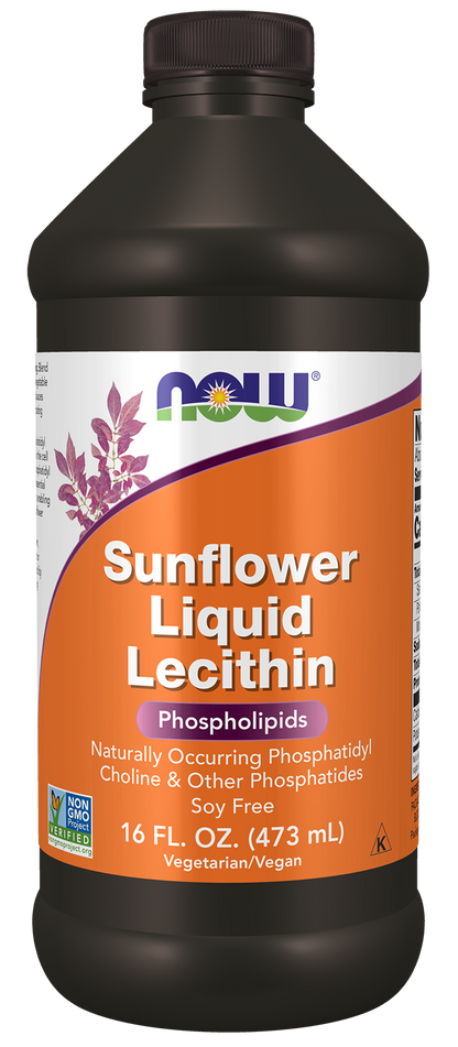 NOW Supplements, Sunflower Lecithin with naturally occurring Phosphatidyl Choline and Other Phosphatides, Liquid, 16-Ounce