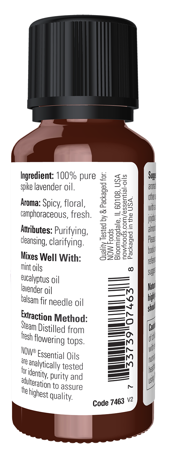 NOW Essential Oils, Spike Lavender, Steam Distilled, Undiluted, 1 fl. oz
