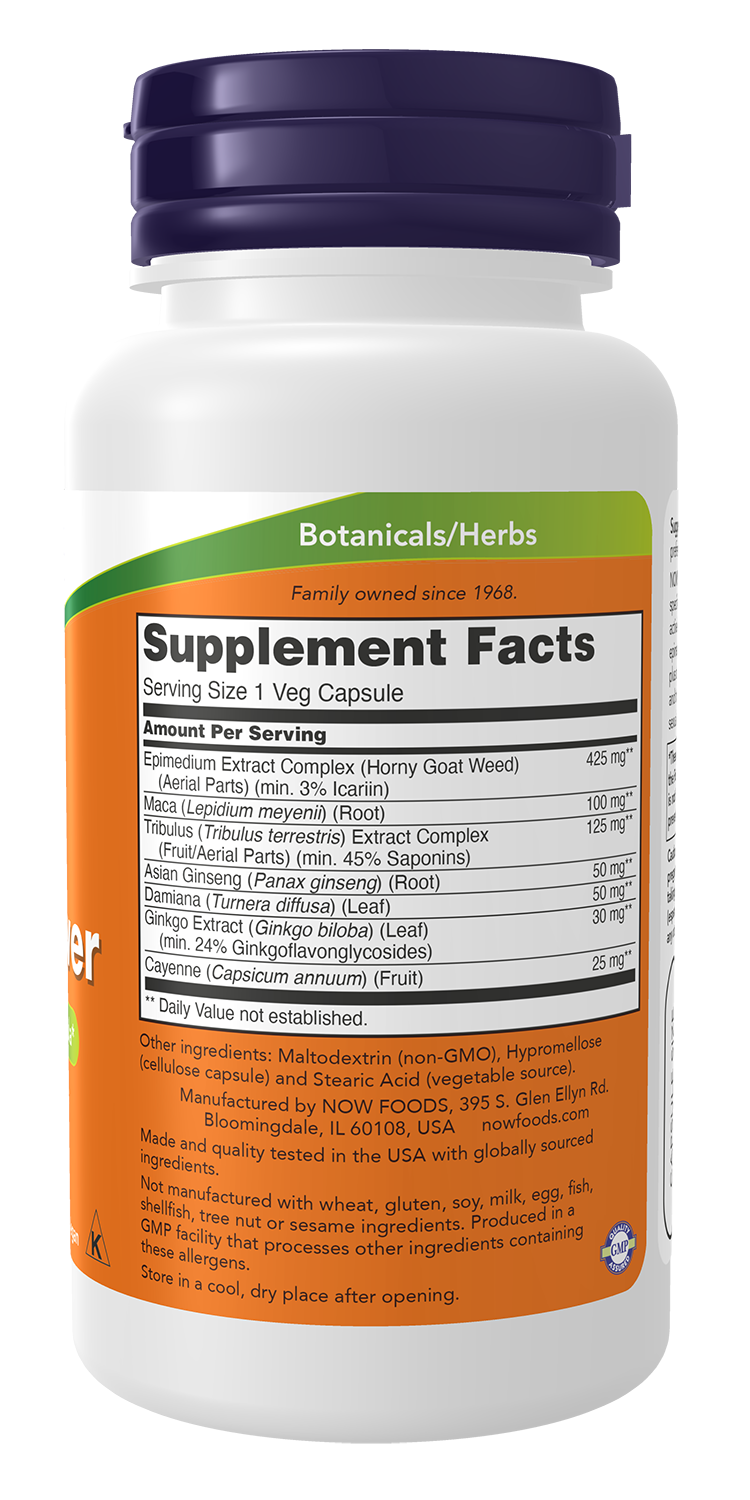 NOW Supplements, Men's Virility Power, Featuring Epimedium or "Horny Goat Weed", Muira Puama, Maca and Tribulus, 60 Veg Capsules