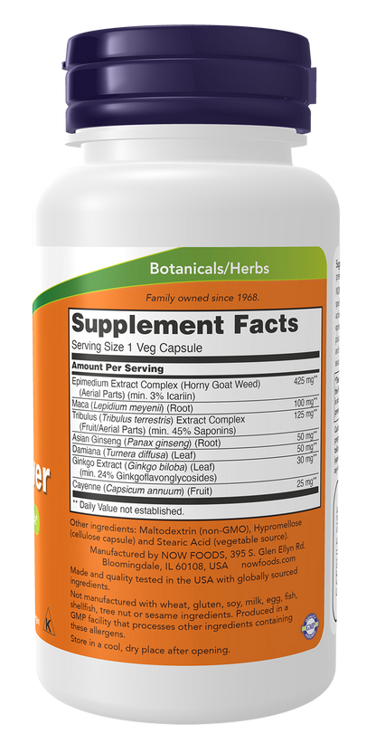 NOW Supplements, Men's Virility Power, Featuring Epimedium or "Horny Goat Weed", Muira Puama, Maca and Tribulus, 60 Veg Capsules