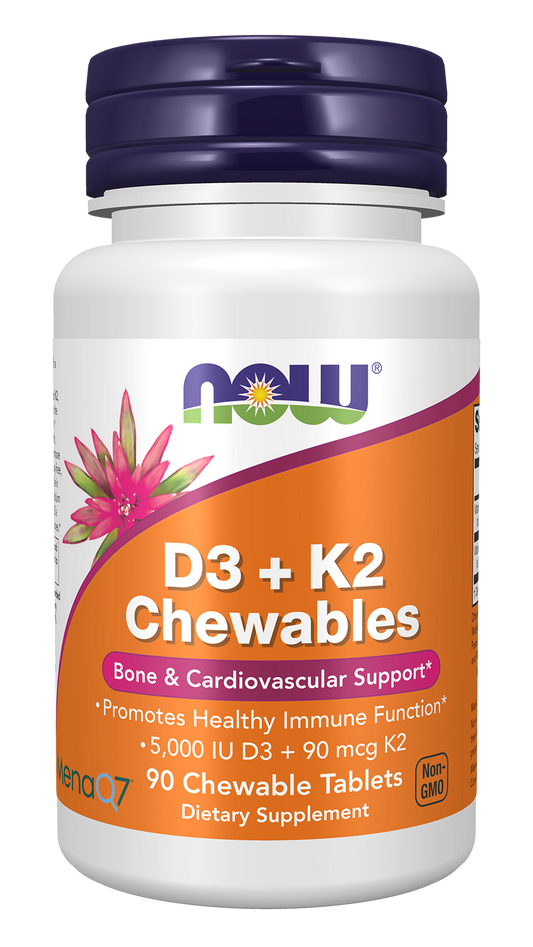 NOW Supplements, D-3 & K-2 Chewables, 90 Chewables Tablets