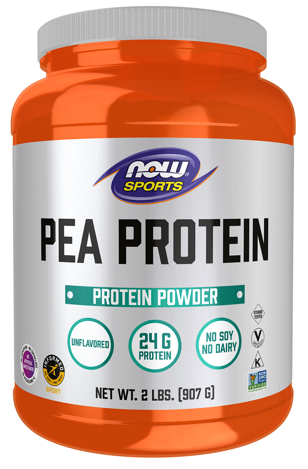 NOW Sports, Pea Protein 24 g, Mixes Easily, Unflavored Powder, 2 lbs