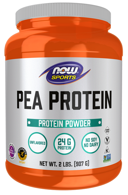 NOW Sports, Pea Protein 24 g, Mixes Easily, Unflavored Powder, 2 lbs