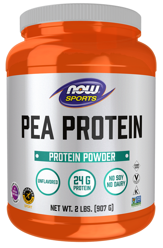 NOW Sports, Pea Protein 24 g, Mixes Easily, Unflavored Powder, 2 lbs