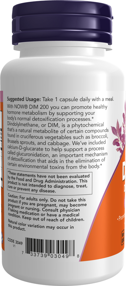 NOW Supplements, DIM 200 with Calcium D-Glucarate, 90 Veg Caps