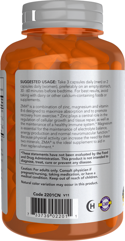 NOW Sports, ZMA, Enhanced Absorption, Sports Recovery*, 180 Veg Caps