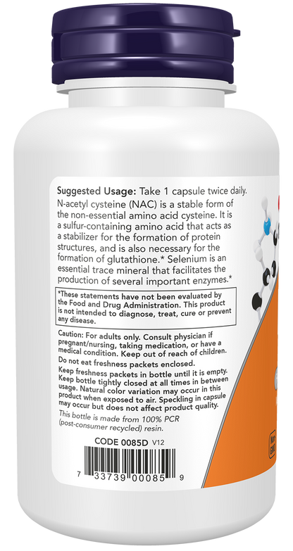 NOW Supplements, NAC (N-Acetyl Cysteine) 600 mg with Selenium 100 Capsules