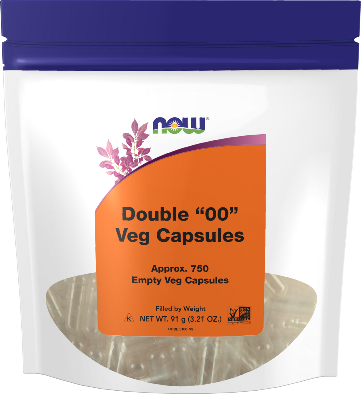 NOW Supplements, Empty Vegetarian Caps, Double "00", 750 Veg Caps