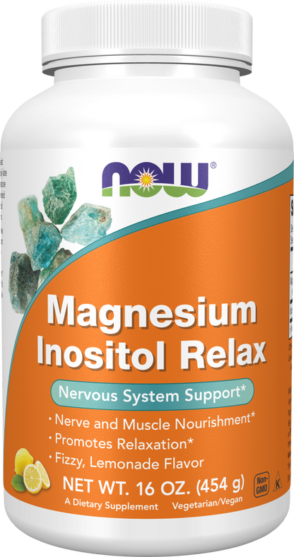 NOW Supplements, Magnesium Inositol Relax, Fizzy Lemonade Flavor, 16-oz