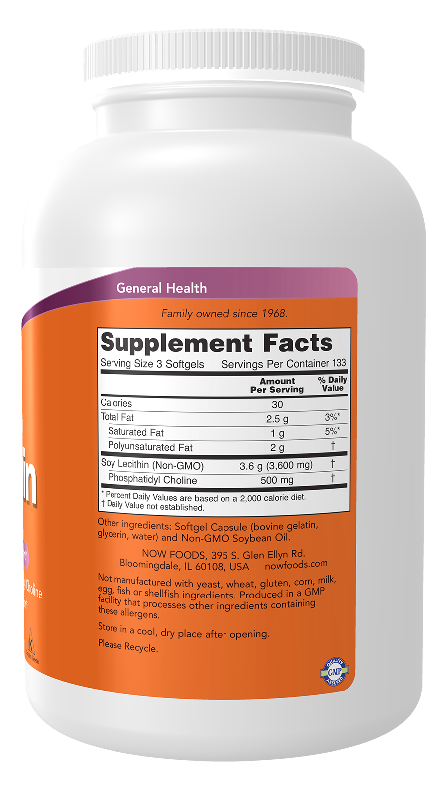 NOW Supplements, Lecithin 1200 mg, Phosphatidyl Choline, 400 Softgels