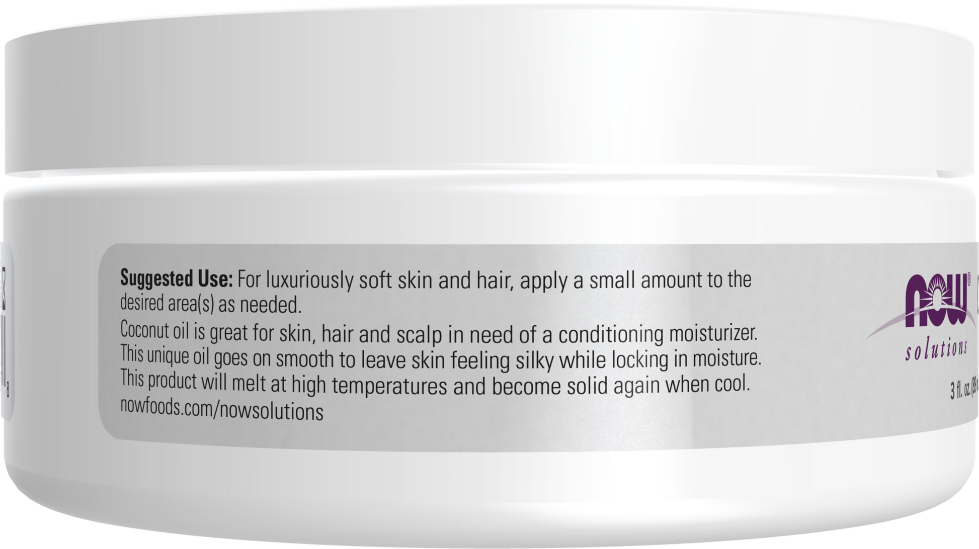 NOW Solutions, Coconut Oil, Conditioning Moisturizer, Travel Size, 3 fl. oz