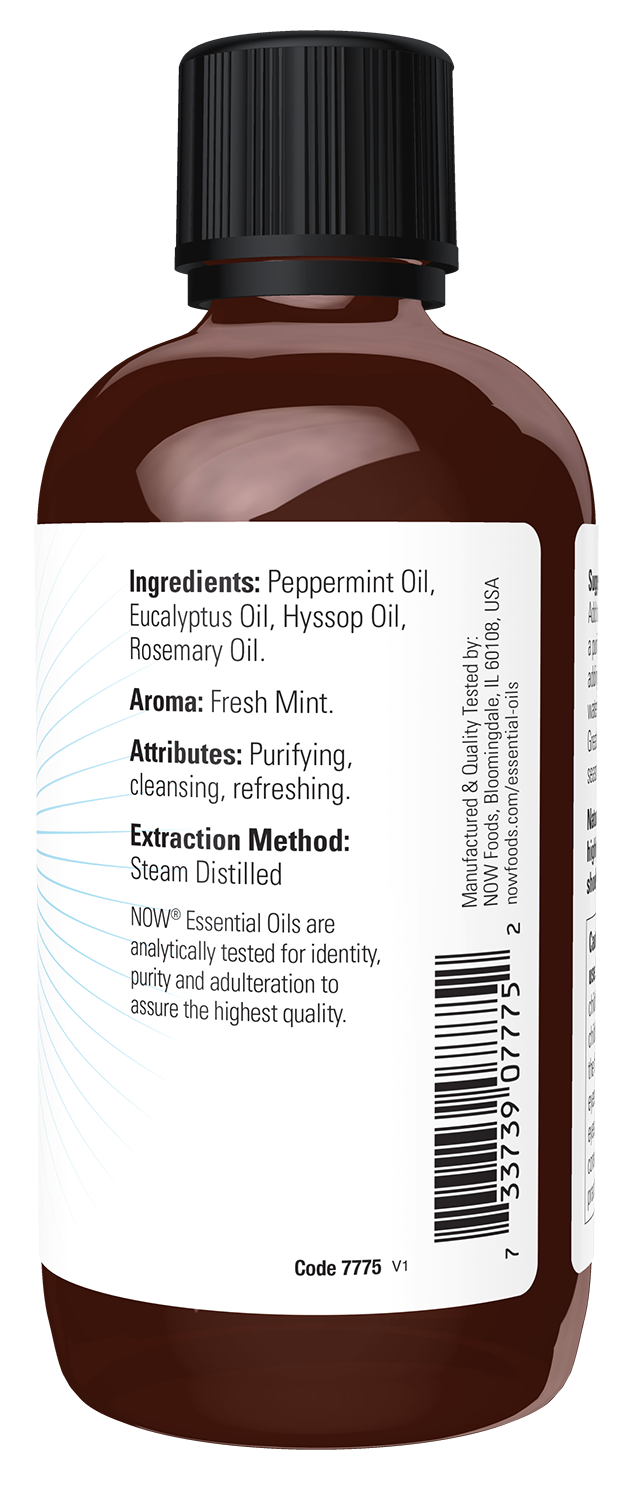NOW Essential Oils, Clear the Air Oil Blend, Minty & Purifying, 4 fl. oz