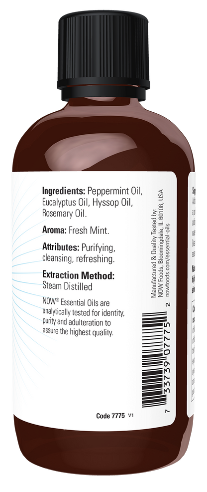 NOW Essential Oils, Clear the Air Oil Blend, Minty & Purifying, 4 fl. oz
